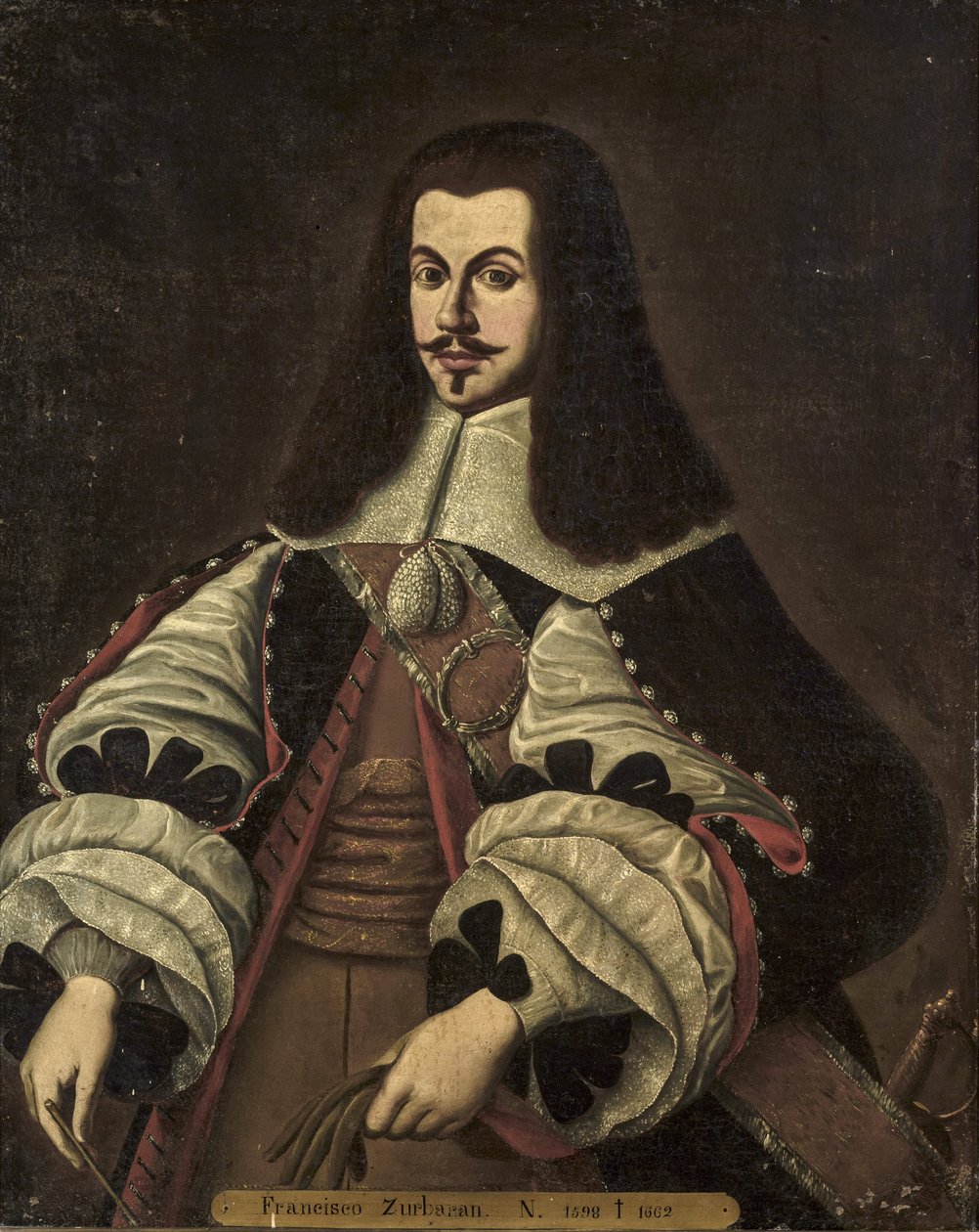 Barok : Portret Francisco de Zurbarana (1598-1664), Anonim, koniec XVII w. Olej na płótnie autorstwa Francisco de Zurbaran