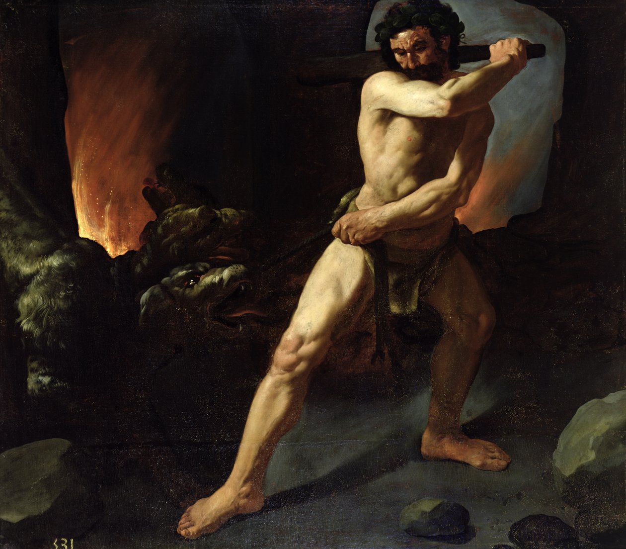 Herkules i Cerber, c.1634 autorstwa Francisco de Zurbaran