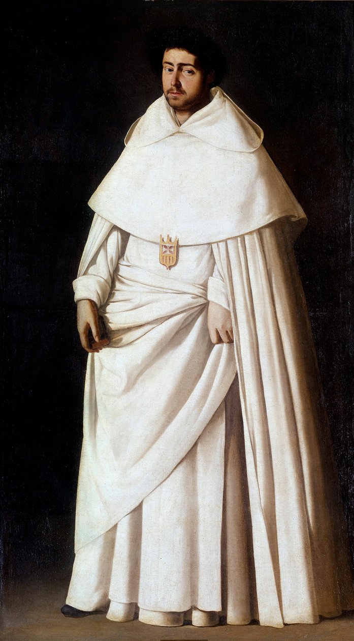 Portret mnicha Mercedaire Hiszpańskiego Zakonu Zakonnego (Mercedario, Order Matki Bożej Merci). Obraz Francisco de Zurbarana (1598-1664) Madryt XVII w., Muzeum Prado - Portret mnicha Mercedarian, hiszpański zakon religijny (Mercedario). Obraz autorstwa Francisco de Zurbaran