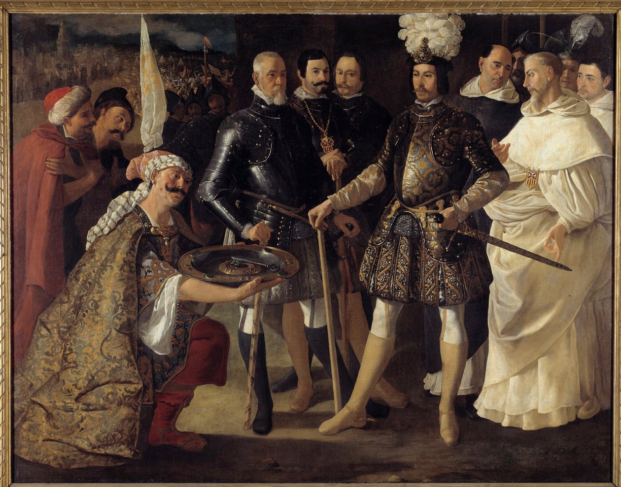 Rekonkwista: „”Poddanie się Sewilli przed Ferdynandem III królem Kastylii i Leona”” Maurowie przekazali klucze miasta królowi Kastylii w dniu 22.12.1248. Obraz Francisco de Zurbarana (1598-1664) 1634.ndz. 157,5x208,2 cm Prywatna kolekcja autorstwa Francisco de Zurbaran