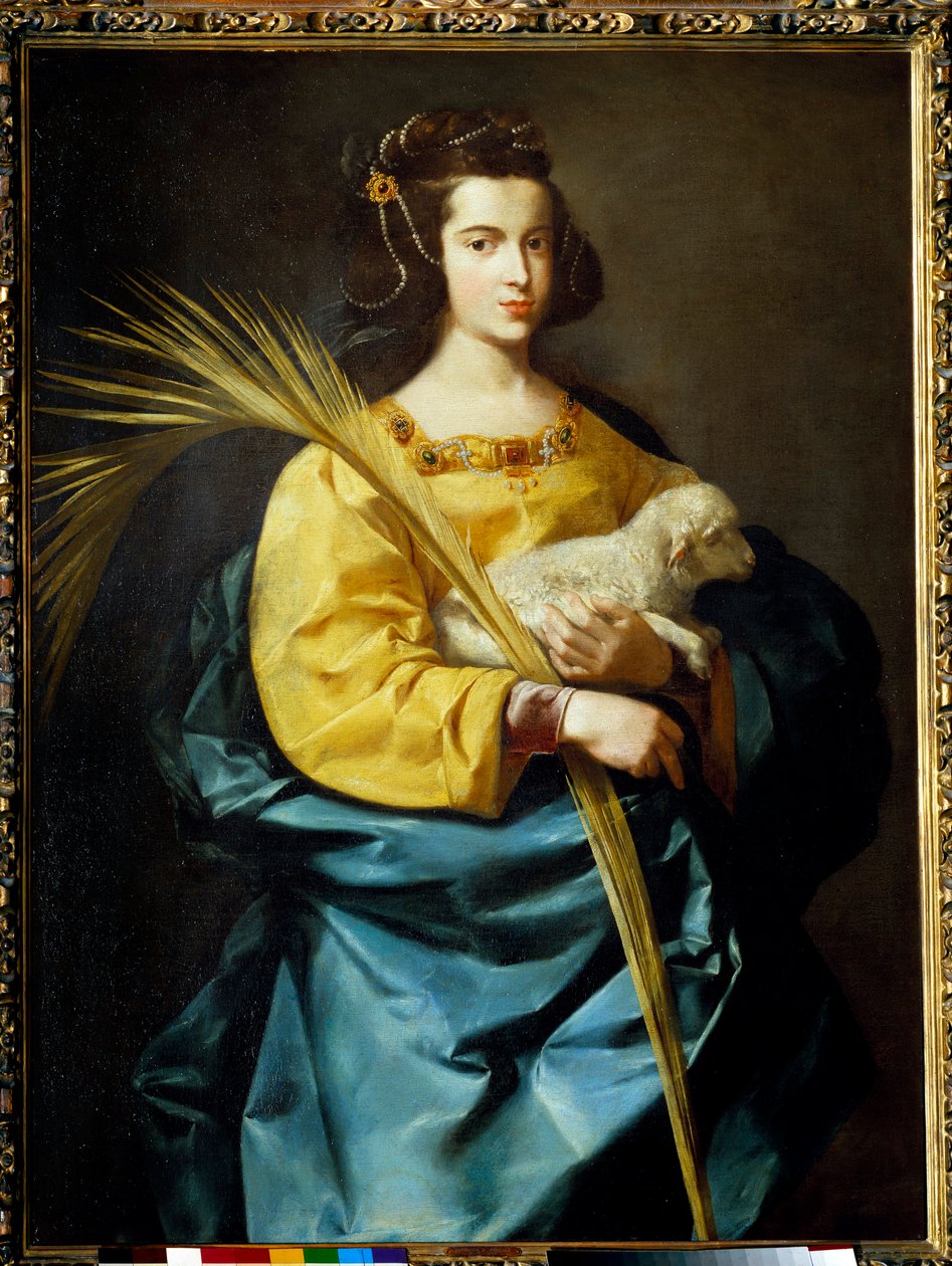 Reprezentacja Malarstwa św. Agnieszki autorstwa Francisco de Zurbarana (1598-1664) (ec.esp.) Kolekcja Privee z XVII wieku. autorstwa Francisco de Zurbaran
