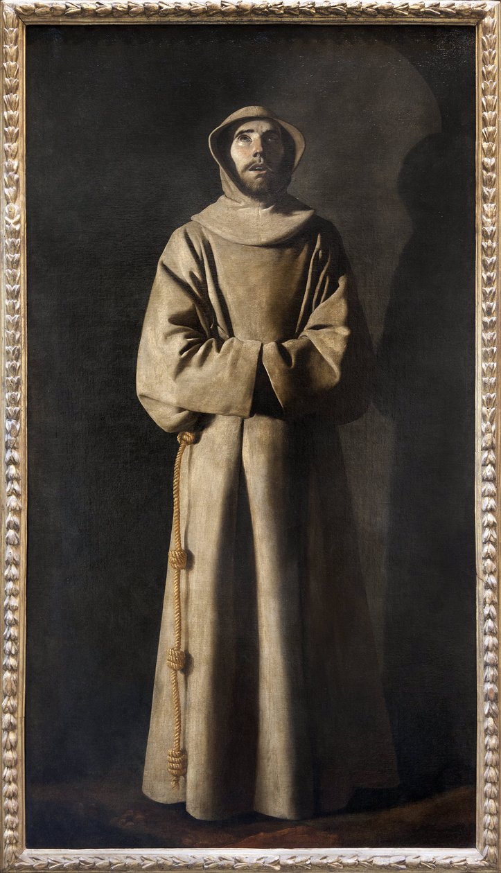 Święty Franciszek z Asyżu. Papieże Mikołaj V (1397-1455) i Sykstus IV (1414-1484), po odwiedzeniu krypty pogrzebowej św. j autorstwa Francisco de Zurbaran