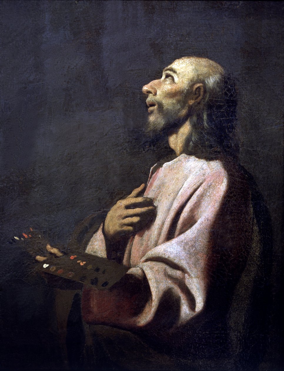 Święty Łukasz jako malarz przed Chrystusem na krzyżu, XVII wiek (obraz olejny) autorstwa Francisco de Zurbaran