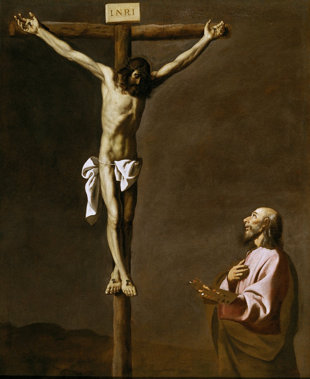 Chrystus Ukrzyżowany z Malarzem, ok. 1650 (olej na płótnie) autorstwa Francisco de Zurbaran