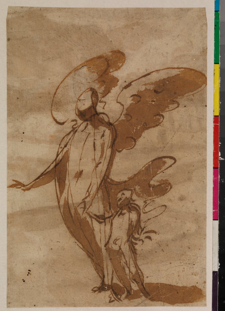 Anioł Stróż idący z dzieckiem, prosty, XVII w. autorstwa Francisco the Younger Herrera