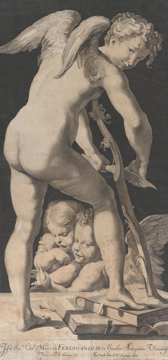 Kupidyn ostrzący swój łuk, 1645-72. autorstwa Franciscus van der Steen