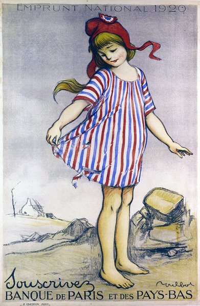 Plakat reklamujący pożyczkę narodową 1920, Bank of Paris and the Netherlands (kolor lito) autorstwa Francisque Poulbot