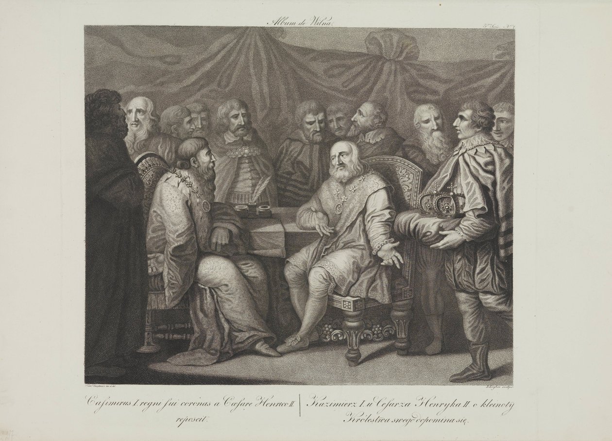 Spotkanie Kazimierza I Odnowiciela z cesarzem Henrykiem III przez Smuglewicza Franciszka (1745-1807). Litografia, koniec XVIII w. Kolekcja prywatna autorstwa Franciszek Smuglewicz