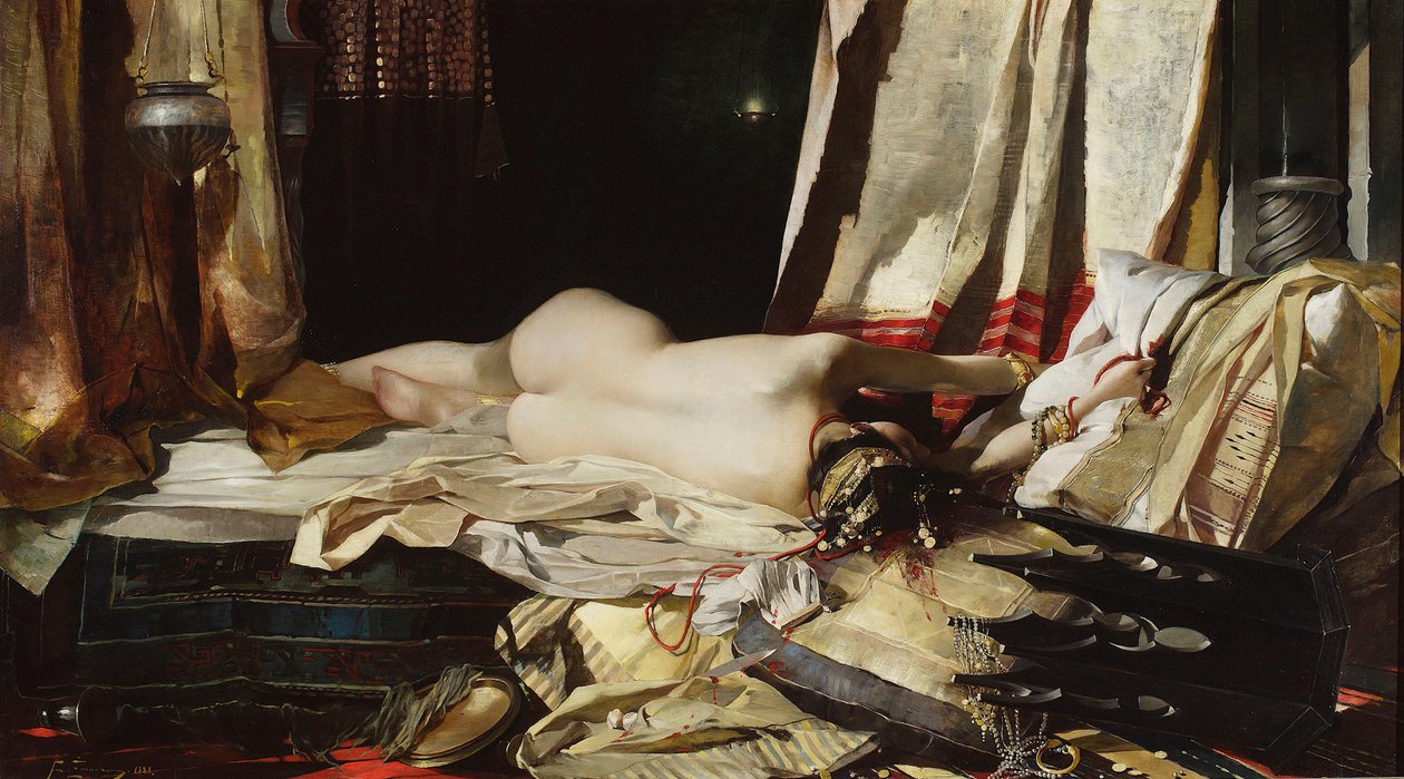 „Na Zakon Padyszacha” (Na Zakon Padyszacha) Młoda kobieta w haremie uległa perskiemu władcy (Orientalizm) Obraz Franciszka Zmurko (1859-1910) autorstwa Franciszek Zmurko