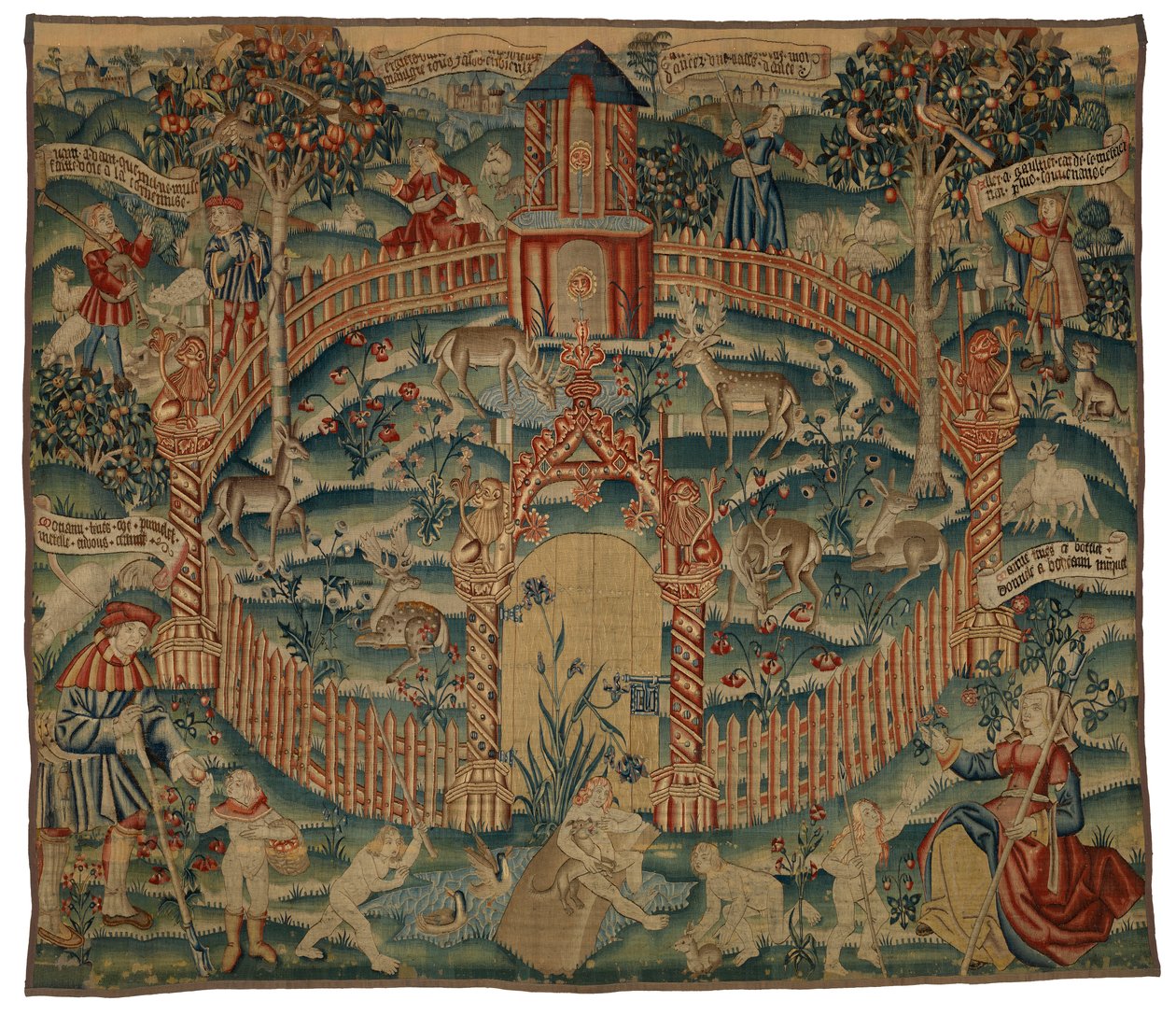 Gobelin Park au Cerfs, flamandzki lub francuski, wykonany ok. 1500 r. (wełna) autorstwa Franco Flemish School