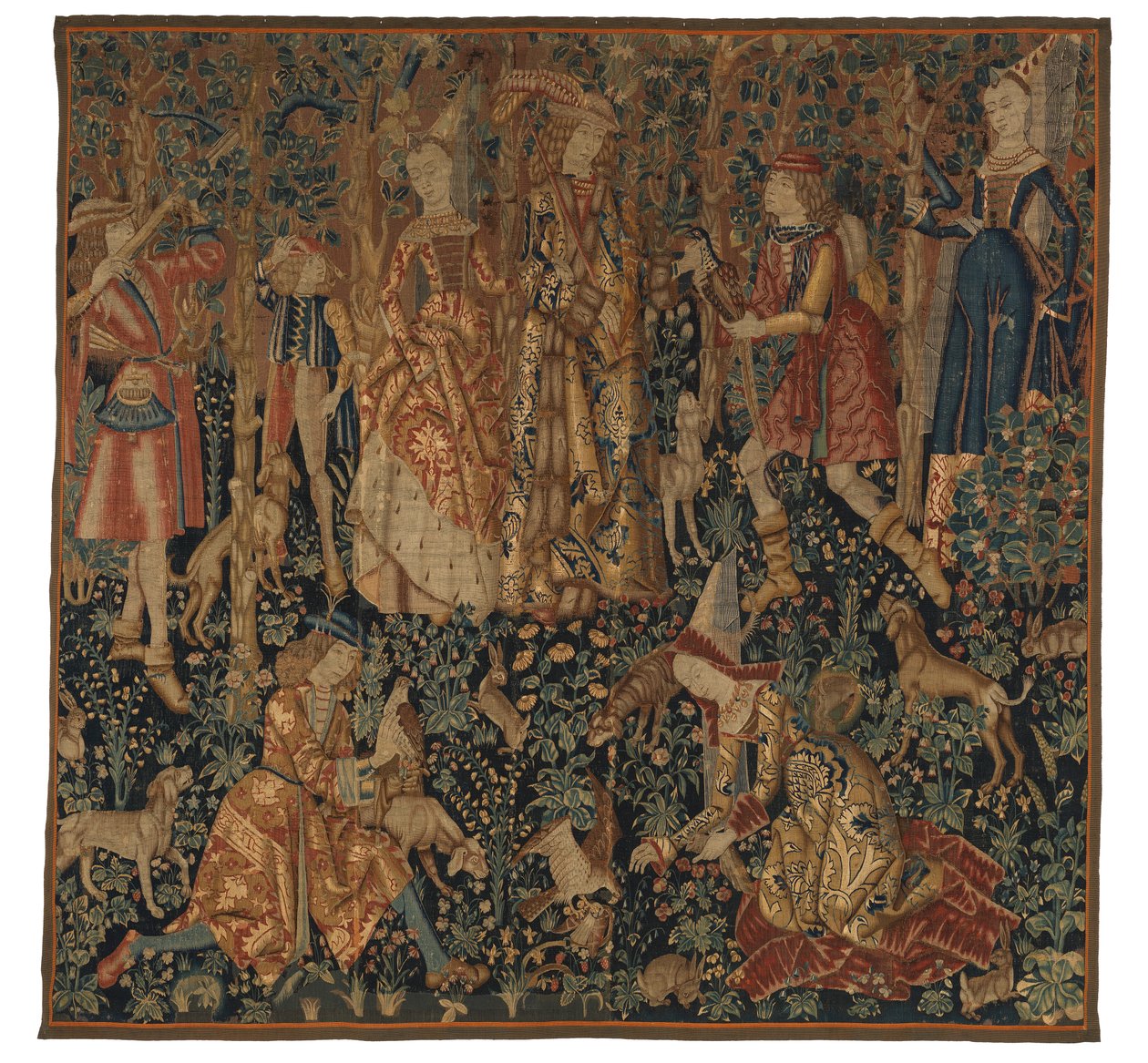 Gobelin przedstawiający Polowanie na bażanty, prawdopodobnie z Tournai, ok. 1480 r. (wełna i jedwab) autorstwa Franco Flemish School