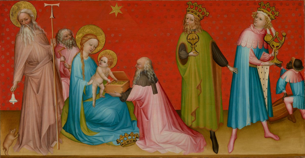 Adoracja Trzech Króli ze świętym Antonim Opatem autorstwa Franco Flemish Master