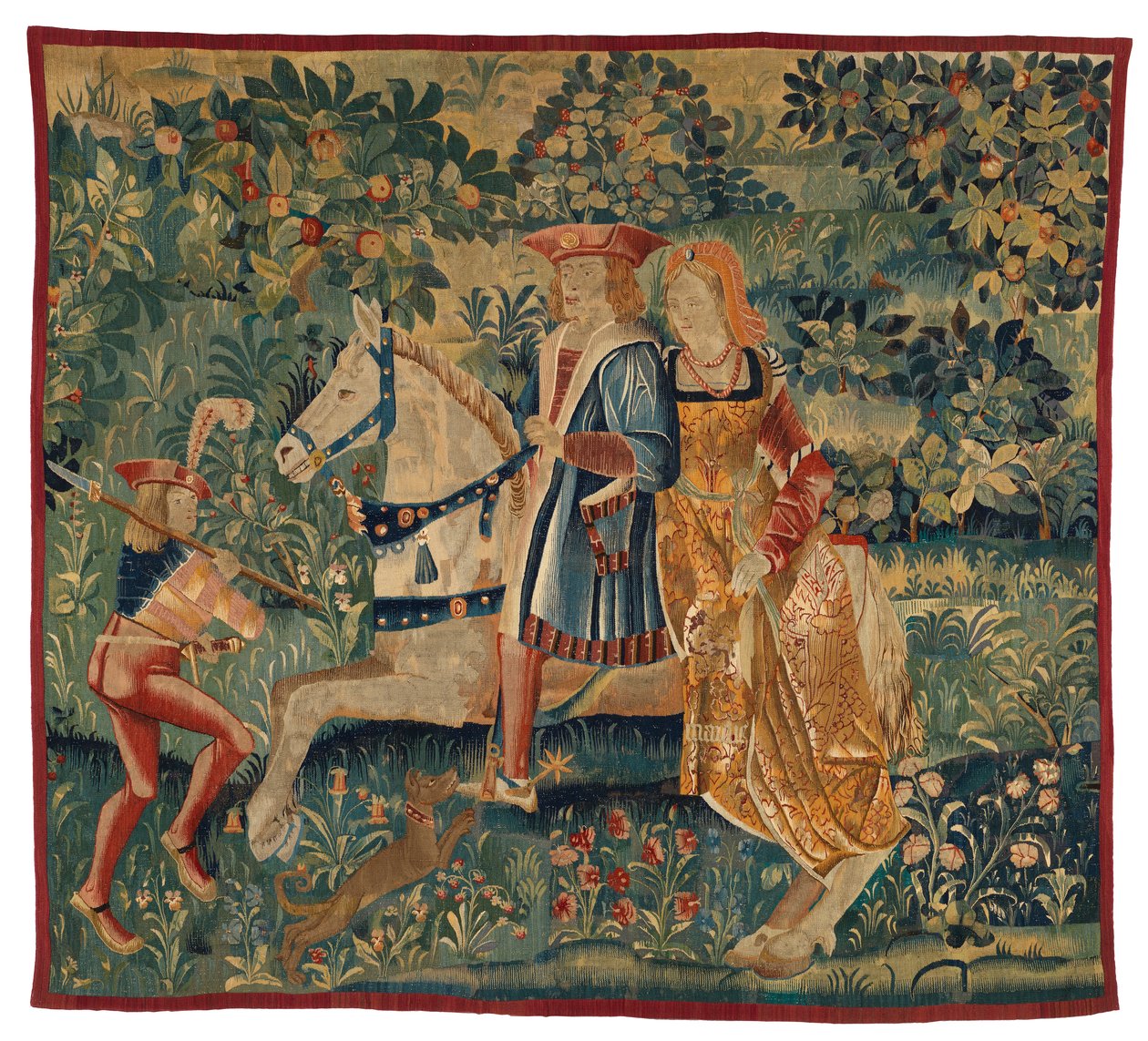 Gobelin, miesiąc maj lub La Chasse au Faucon, ok. 1500 r. (wełna) autorstwa Franco Flemish School