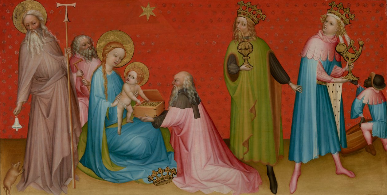 Adoracja Trzech Króli ze św. Antonim Opatem, ok. 1400 autorstwa Franco Flemish School