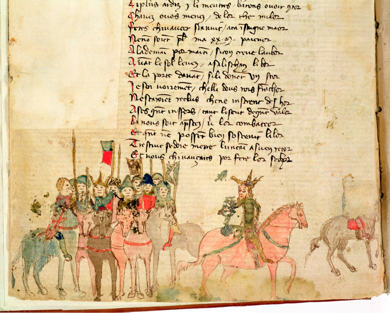 Ms Est 27 W 8.17 f.1v Attila the Hun (ok.406-453) i jego armia na koniu, z Wojny Attyli autorstwa Nicola da Casola autorstwa Franco Italian School