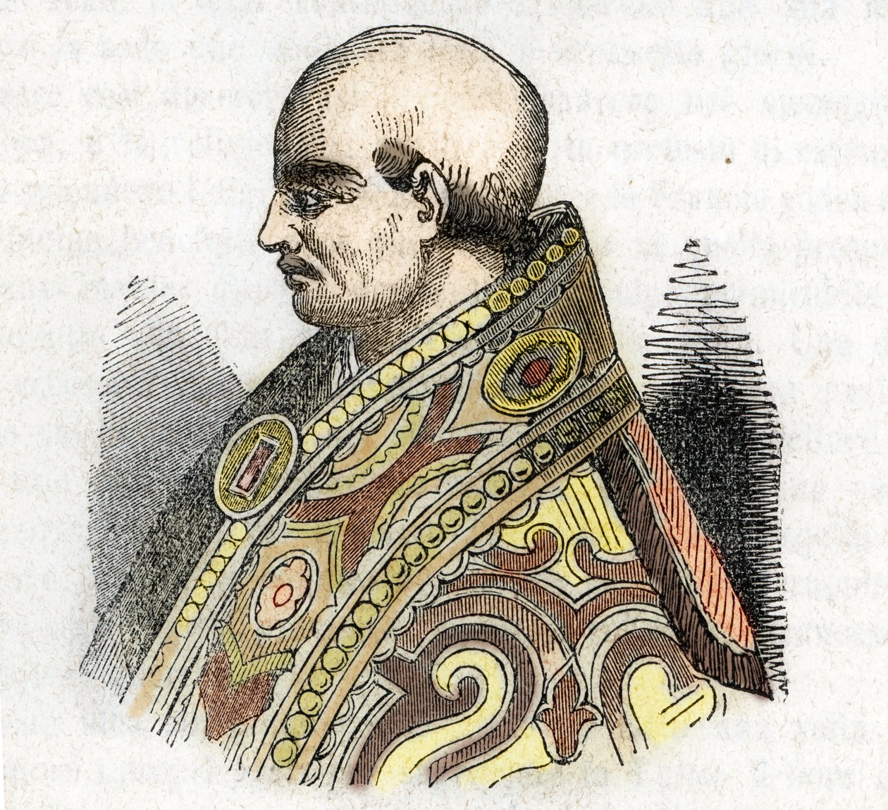Średniowiecze: przedstawienie papieża Urbana IV (Urban lub Urbanus lub Urbano) (1261-1264) Rysunek z „Misteri del Watykan” Franco Mistrali autorstwa Franco Mistrali