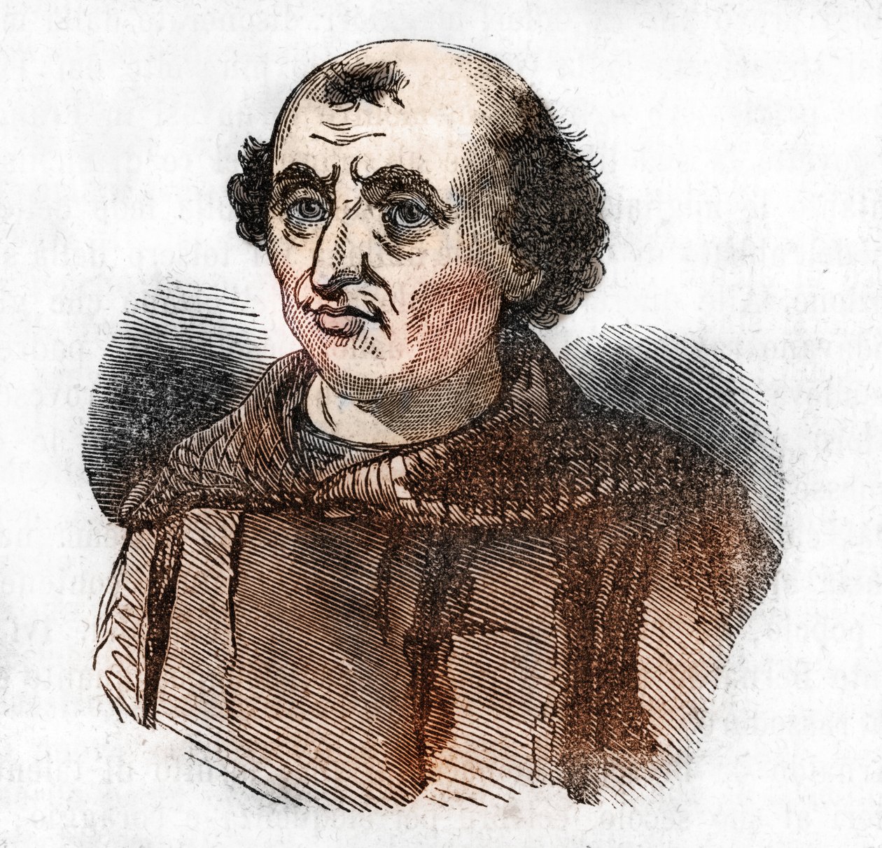 Portret Arnauda de Brescia (Arnaldo da brescie) (1090 - 1155), włoskiego reformatora politycznego i religijnego (Arnold z Brescii lub arnaldus włoski kanonik regularny z Lombardii) Rysunek z „Misteri del vaticano” Franco Mistrali autorstwa Franco Mistrali