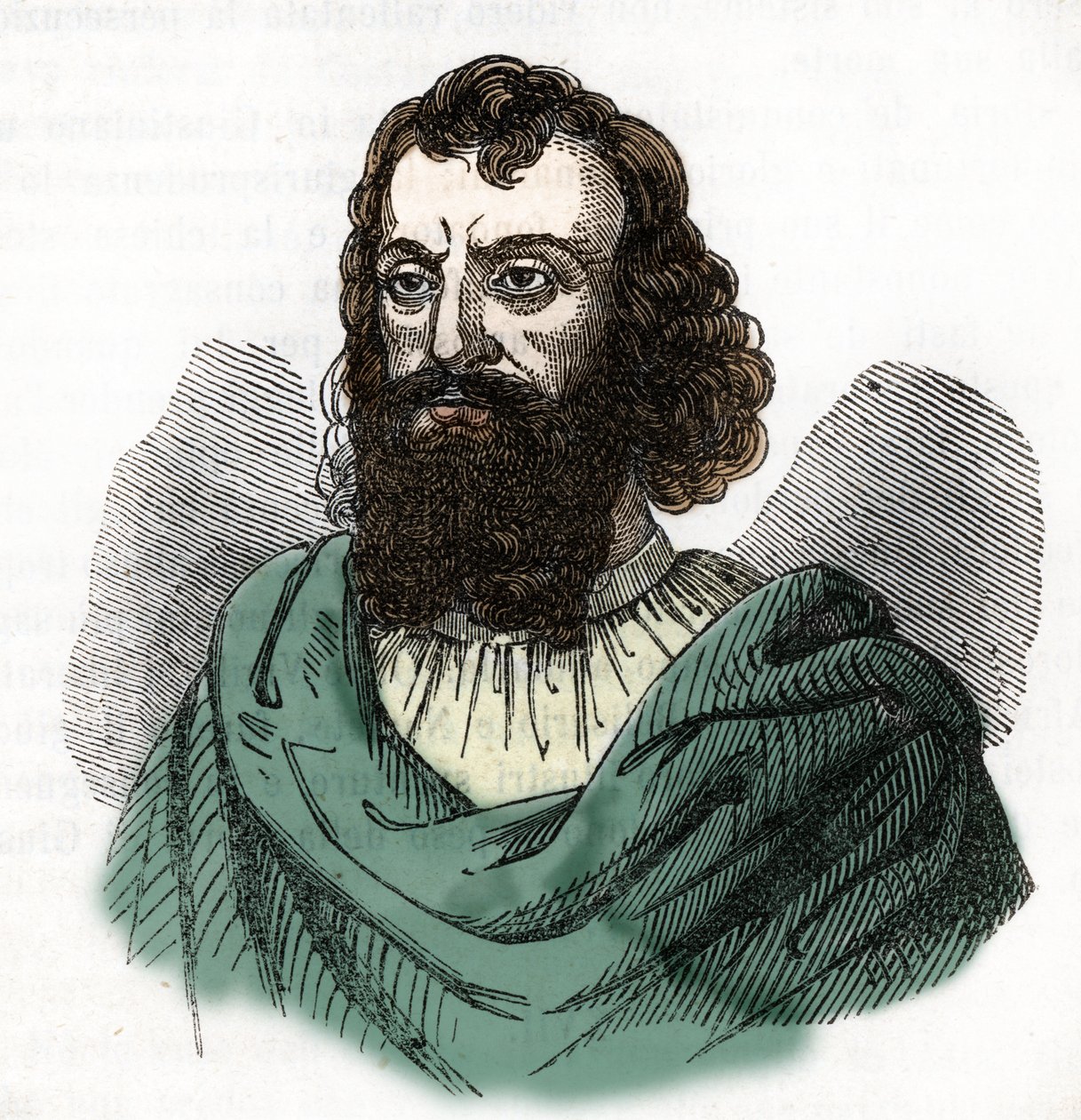 Portret cesarza Justyniana I (482-565) (Justynian I) na podstawie „I misteri del vaticano” Franco Mistrali 1843 autorstwa Franco Mistrali
