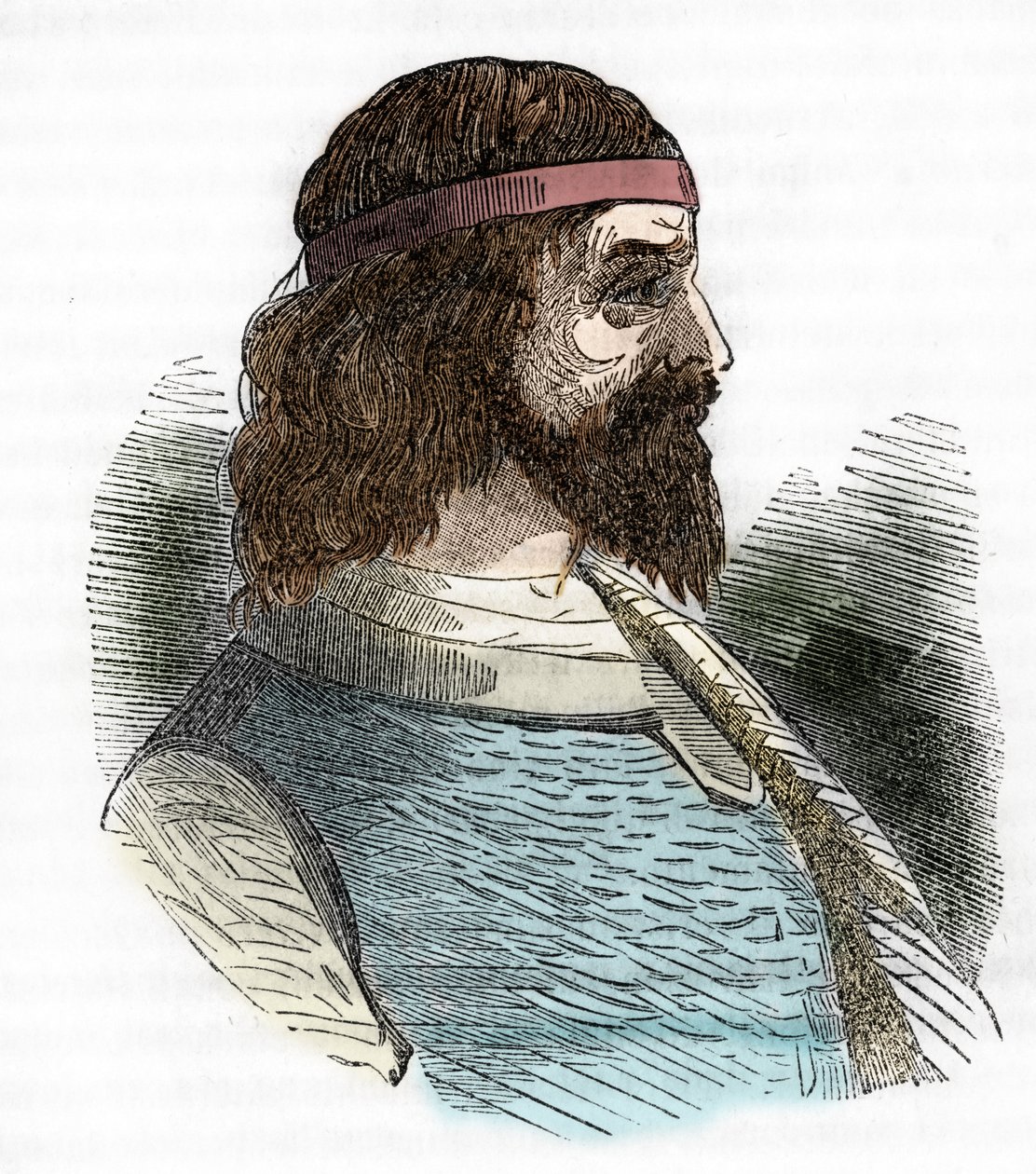 Portret Odoacre (Odovacar), przywódcy sojuszników Herulesa w Hunach i ministra Attyli (435-493) (Odoacer lub Flavius Odovacer) na podstawie „I misteri del vaticano” Franco Mistrali 1843 autorstwa Franco Mistrali