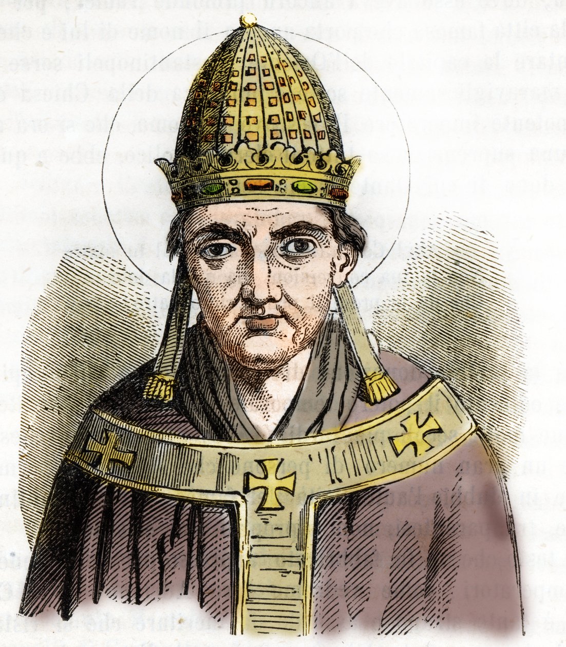 Portret papieża Sylwestra I (Silvestre lub Sylvester lub Silvestro) (314-335) – Rysunek z „Misteri del Watykan” Franco Mistrali autorstwa Franco Mistrali