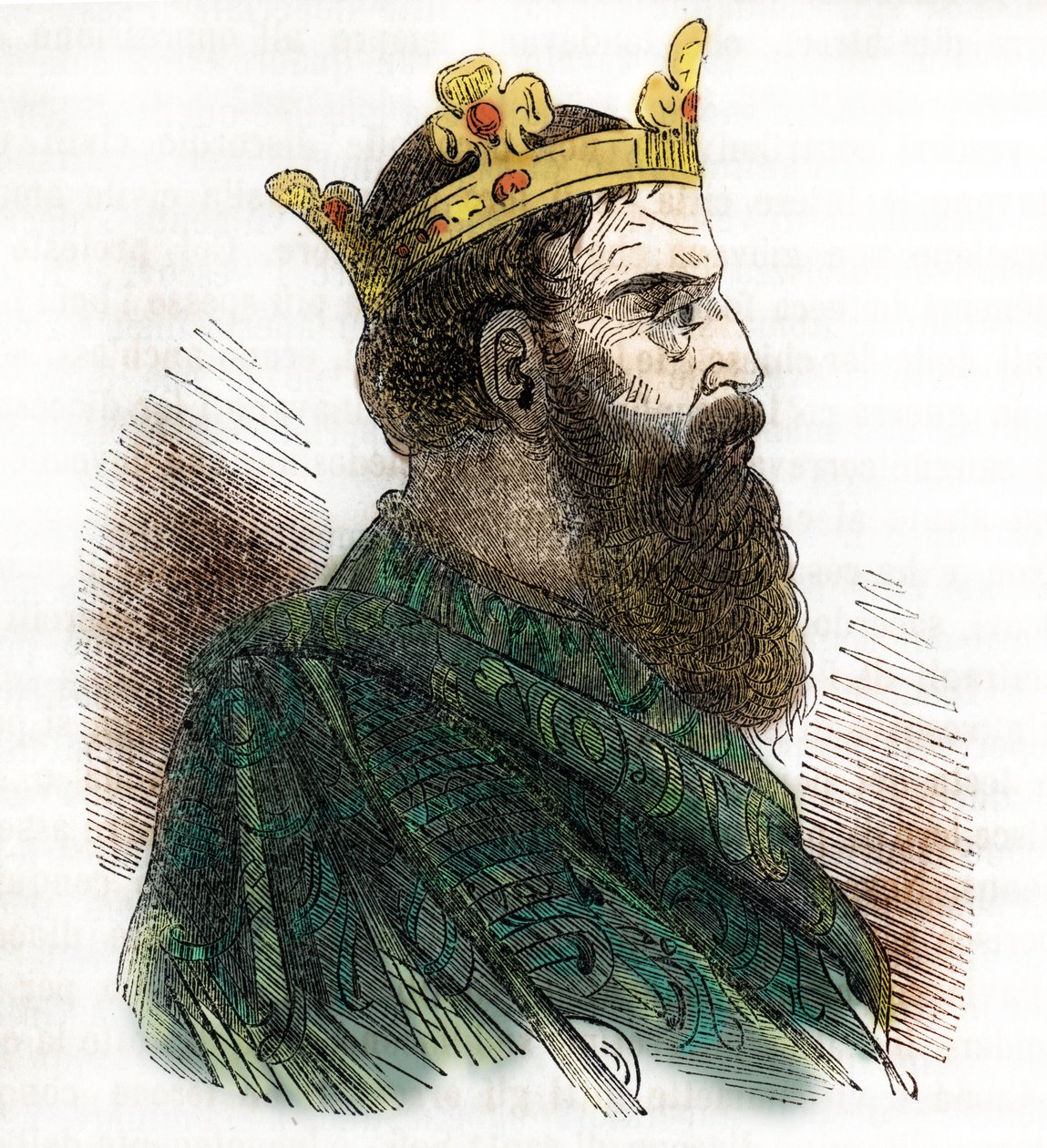 Portret cesarza bizantyjskiego Leona III Izauryjczyka lub Syryjczyka (680-741) (Leon III, cesarz izauryjski Cesarstwa Bizantyjskiego) na podstawie „I misteri del vaticano” Franco Mistrali 1843 autorstwa Franco Mistrali