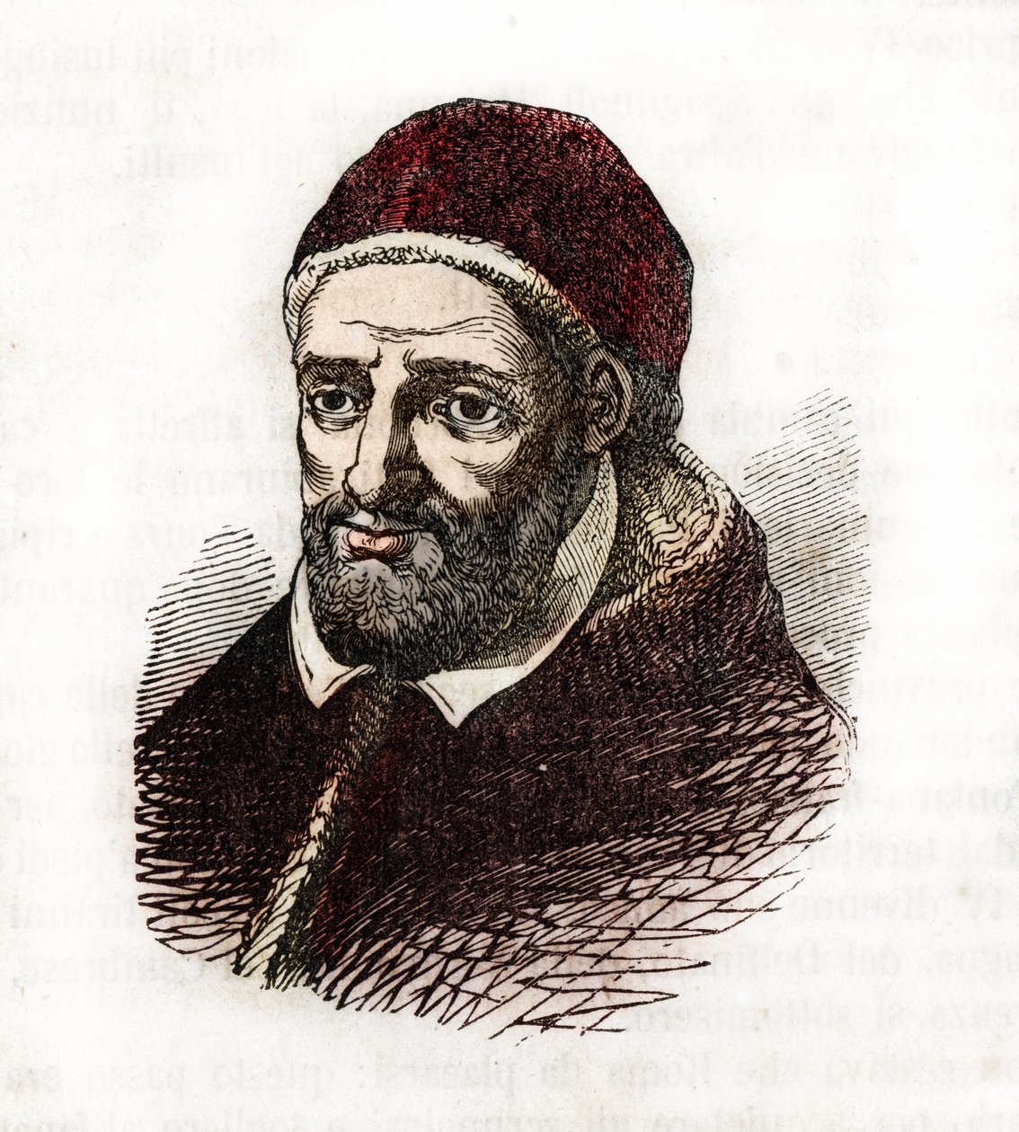 Przedstawienie papieża Klemensa VIII (Clemente lub Clemens) (1592-1605) Rysunek z „” Misteri del Watykan” Franco Mistrali autorstwa Franco Mistrali