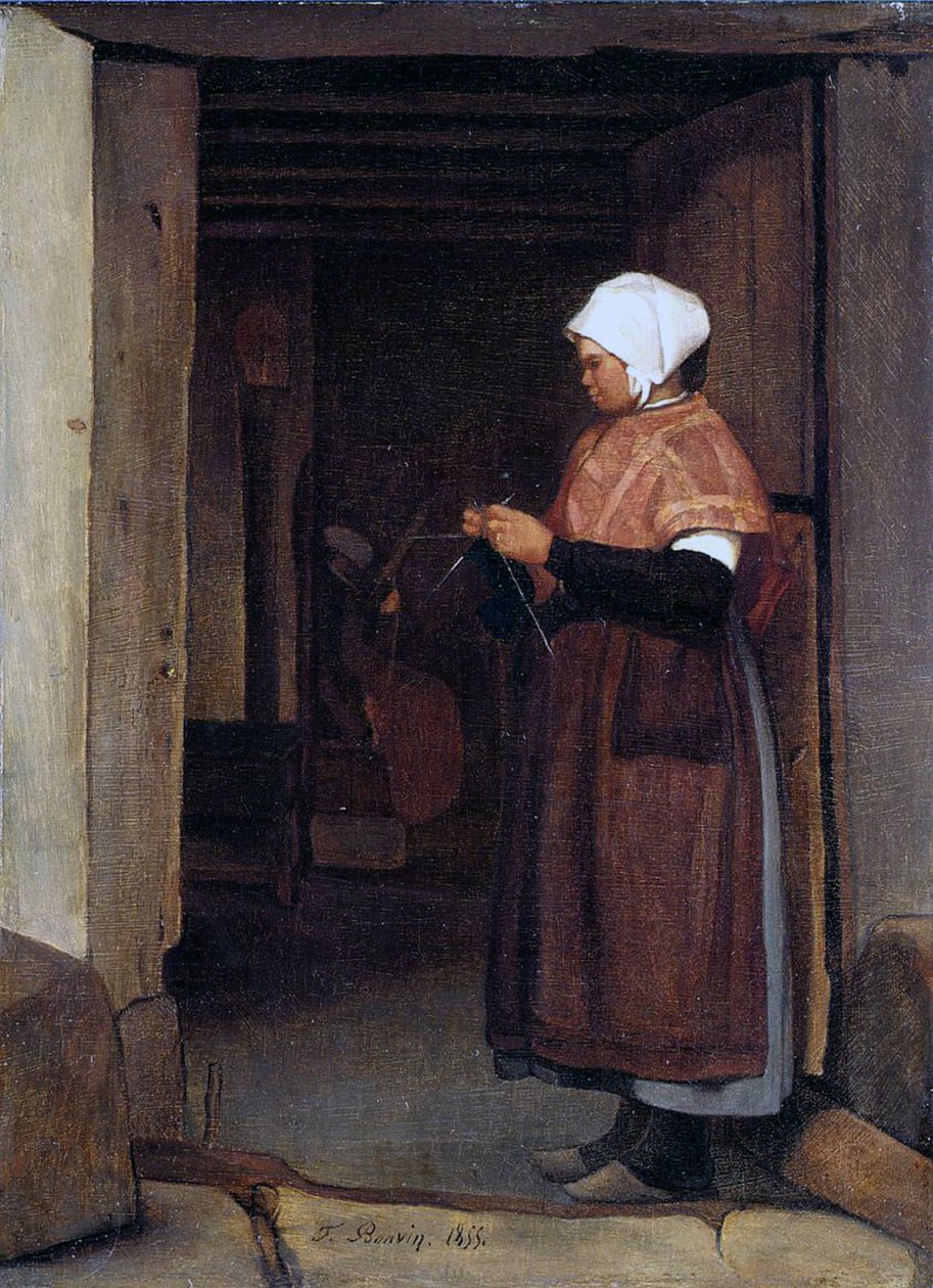 Wieśniaczka na drutach, 1855 autorstwa François Bonvin
