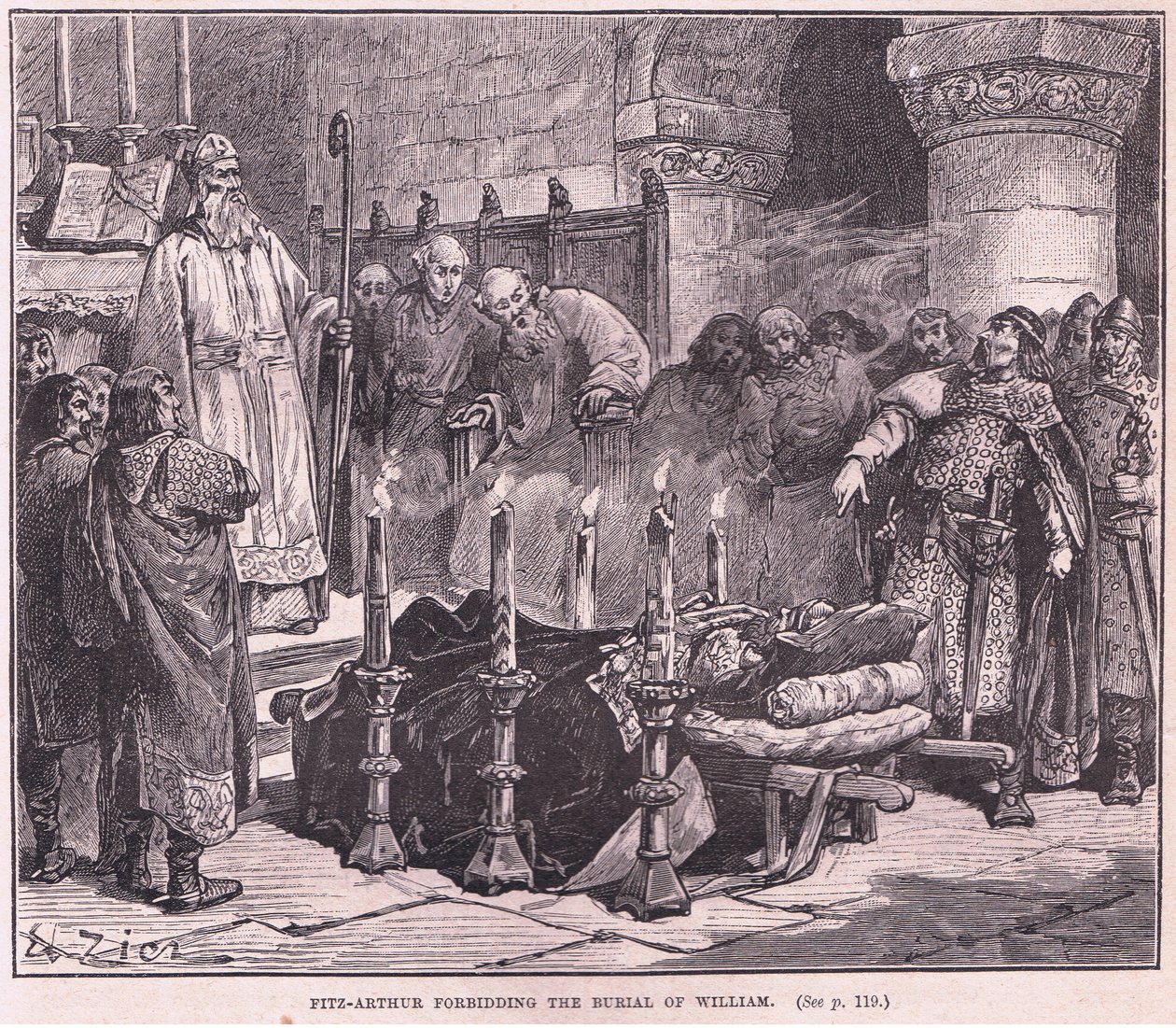 Fitzarthur zabrania pochówku Williama AD 1087 autorstwa Francois Edouard Zier