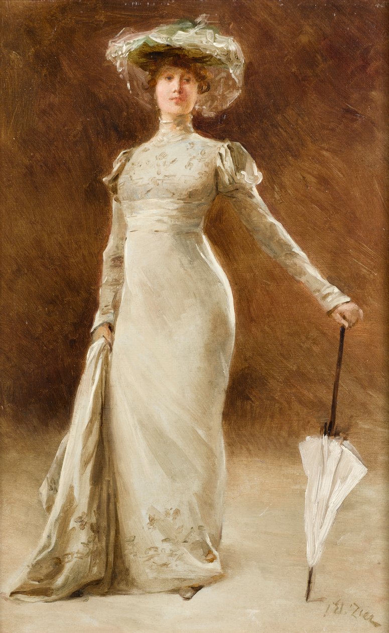 Portret kobiety z parasolem autorstwa Francois Edouard Zier