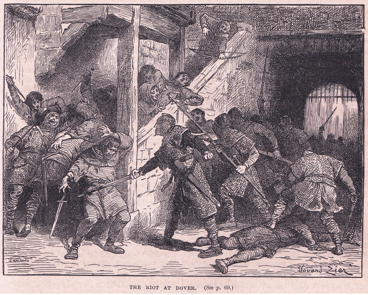 Zamieszki w Dover AD 1051 autorstwa Francois Edouard Zier