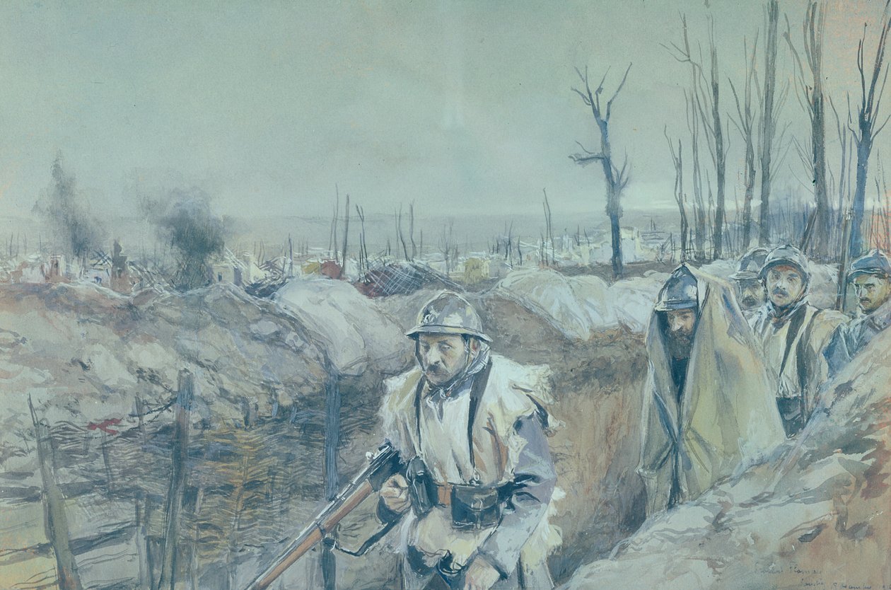 Okop w Artois, 1915-16 autorstwa Francois Flameng