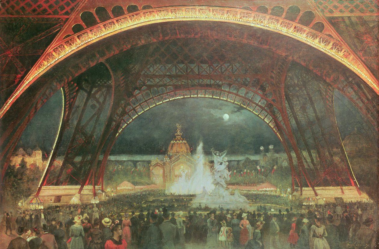 Obchody w noc Wystawy Powszechnej w 1889 r. na esplanadzie Pól Marsowych autorstwa Francois Geoffroy Roux