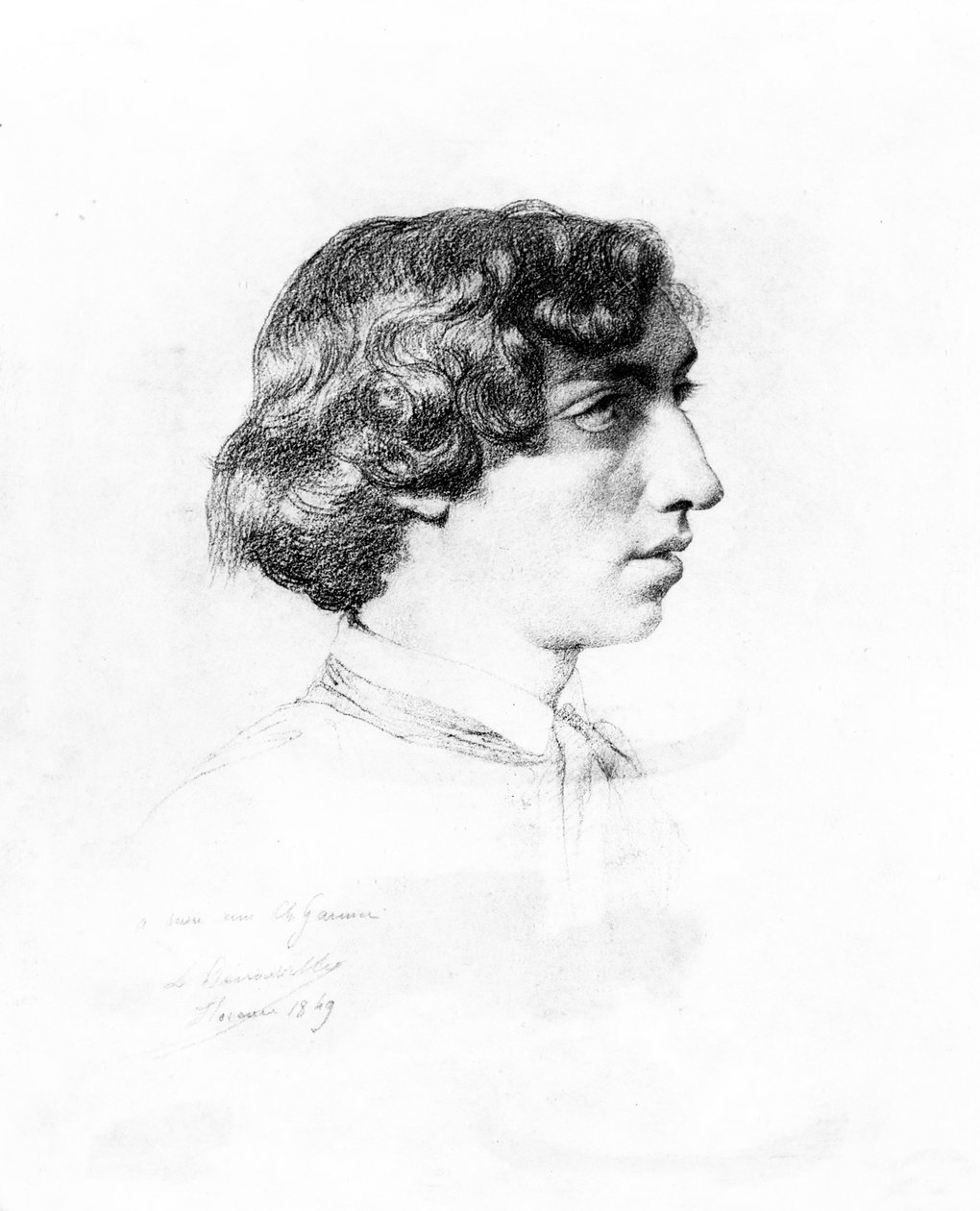 Portret Charlesa Garniera jako młodzieńca, 1849 (kredka i węgiel) autorstwa Francois Leon Benouville