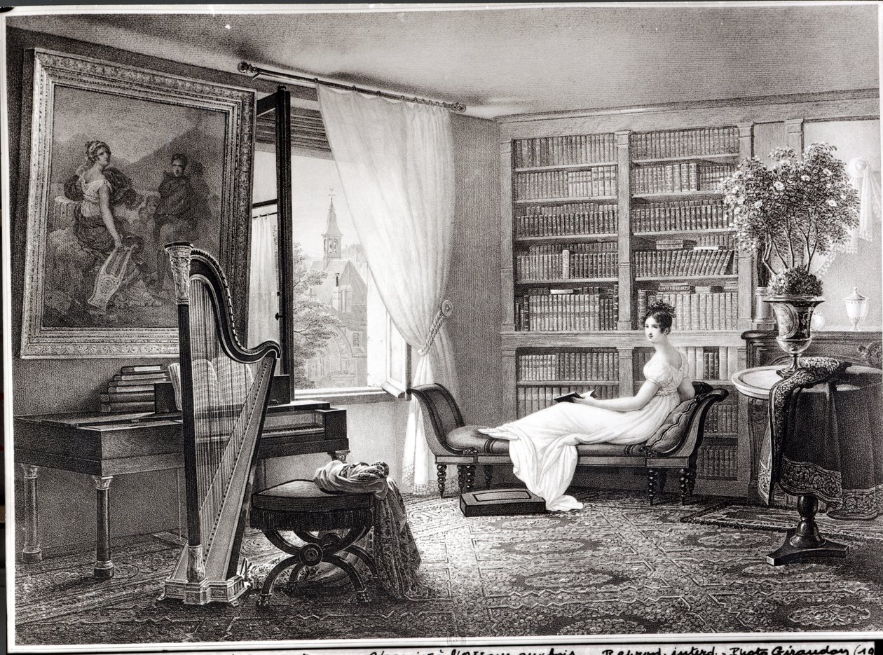 Madame Recamier (1777-1849) Abbaye-aux-Bois, 1810-44 šlifuota autorstwa Francois Louis Dejuinne