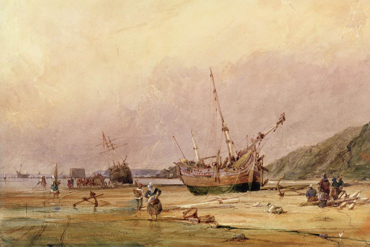 Piaski Calais, 1831 (wc i bodykolor na papierze) autorstwa Francois Louis Thomas Francia