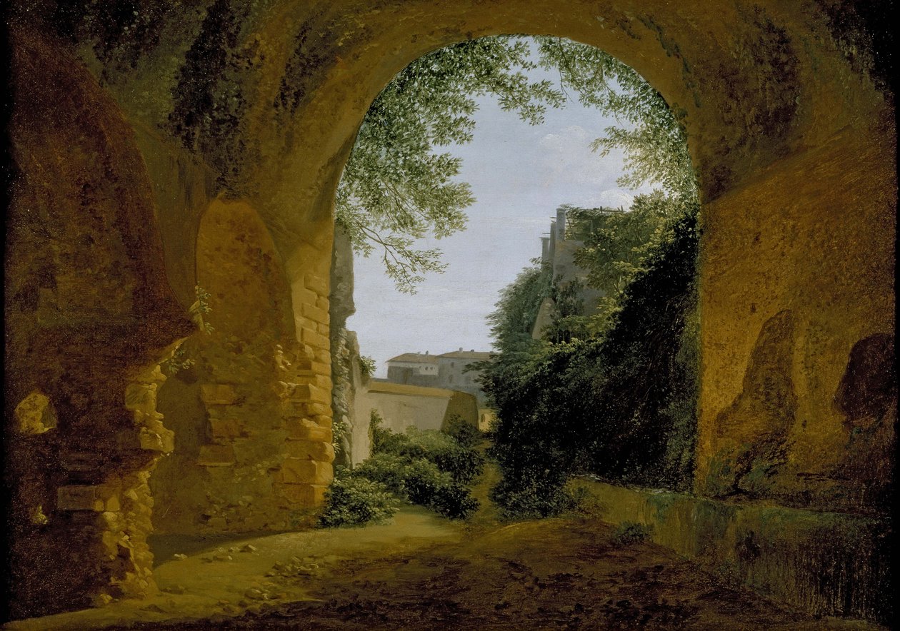Widok na ogród widziany z wnętrza rzymskiego sklepienia, 1802 - 1824 autorstwa Francois Marius Granet