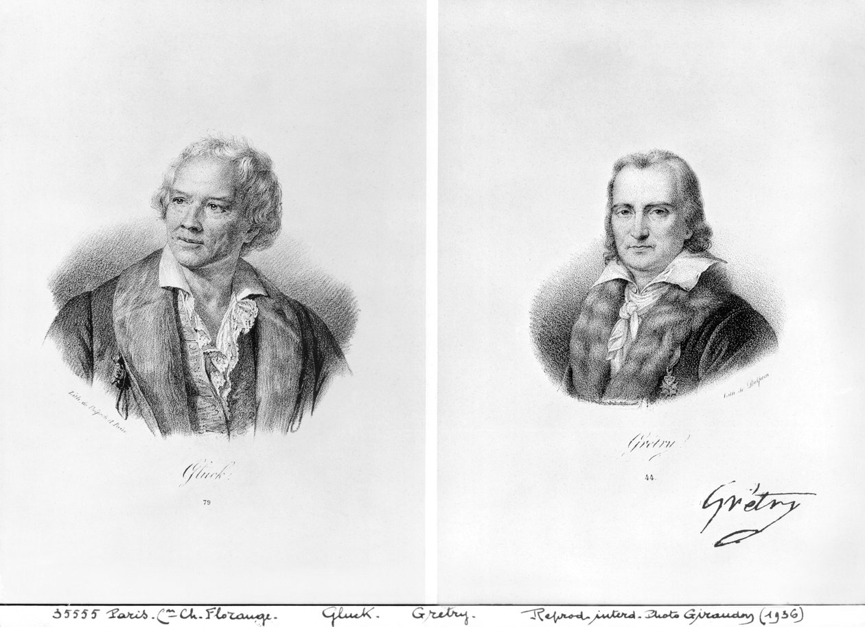 Christoph Willibald von Gluck (1714-87) i Andre Ernest Modeste Gretry (1741-1813) autorstwa Francois Seraphin Delpech