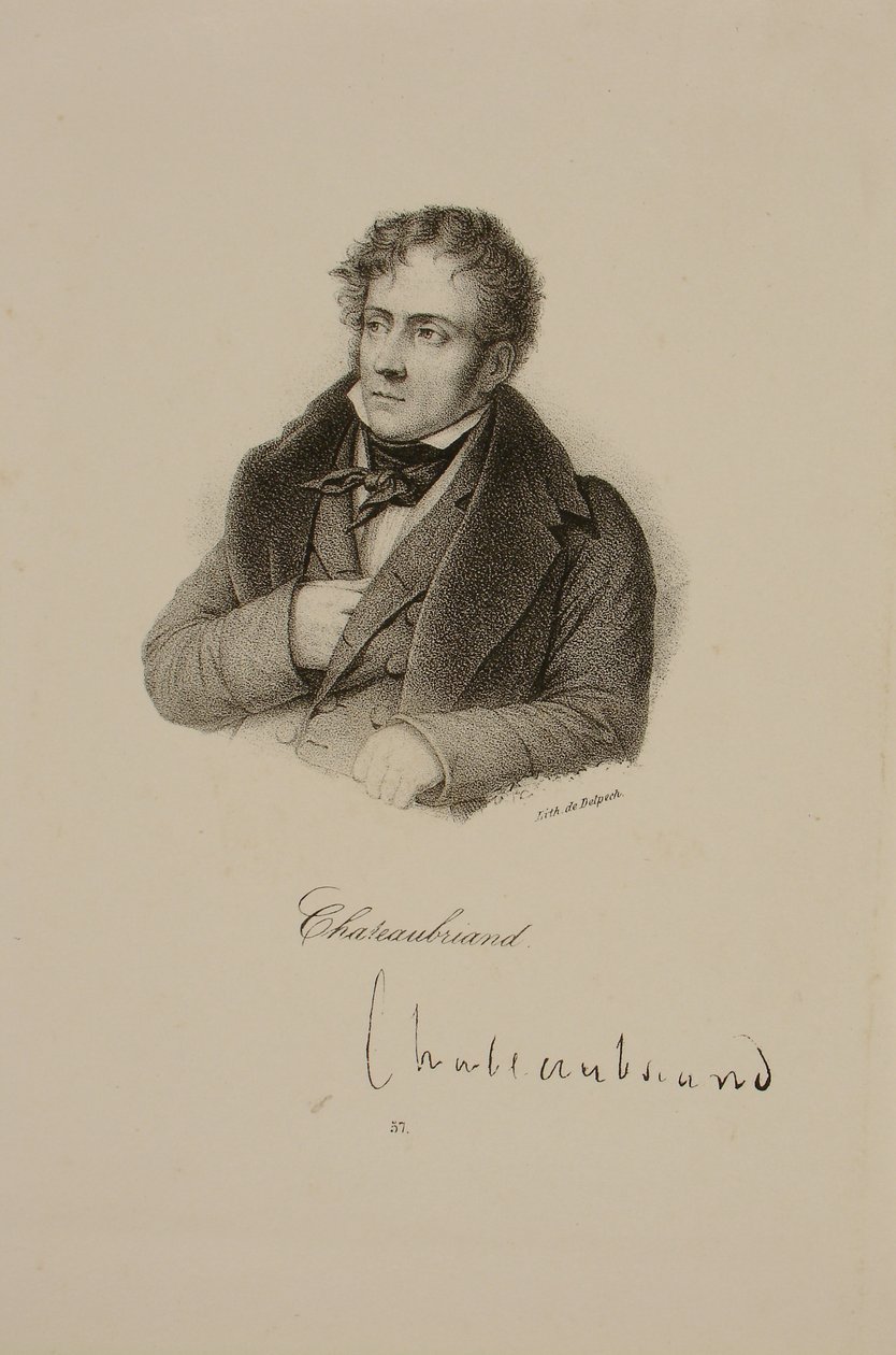 Portret Francois Rene (1768-1848) Vicomte de Chateaubriand autorstwa Francois Seraphin Delpech