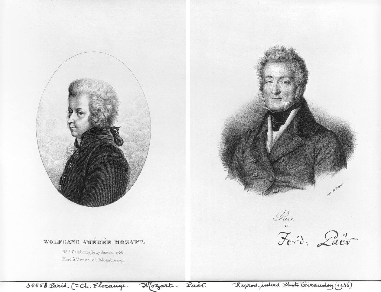 Volfgangas Amedeusas Mocartas (1756-91) ir Ferdinando Paeras (1771-1839) polis autorstwa Francois Seraphin Delpech