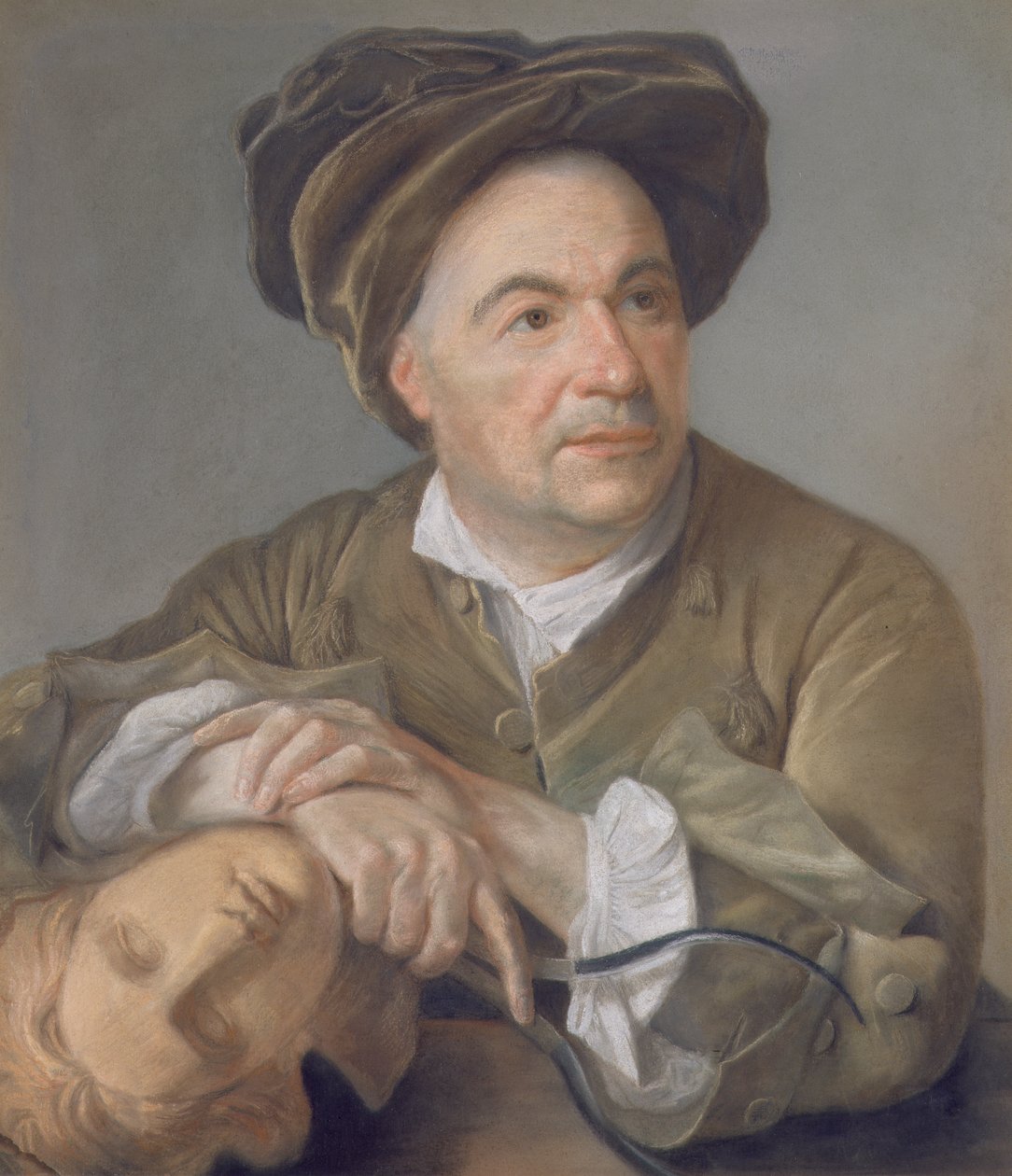 Louis Francois Roubiliac (1702-62) (pastel na papierze ułożonym na płótnie) autorstwa Francois Vispre