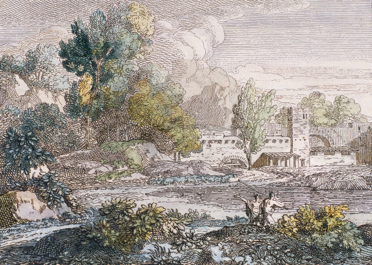 Pejzaż, 1807 (rycina wzbogacona wc na papierze) autorstwa Francois Xavier Fabre