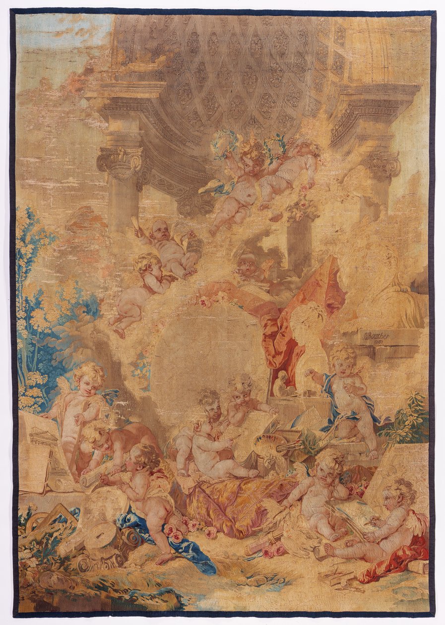 Les genies des Arts, 1761 (wełna i jedwab) autorstwa Francois after Boucher