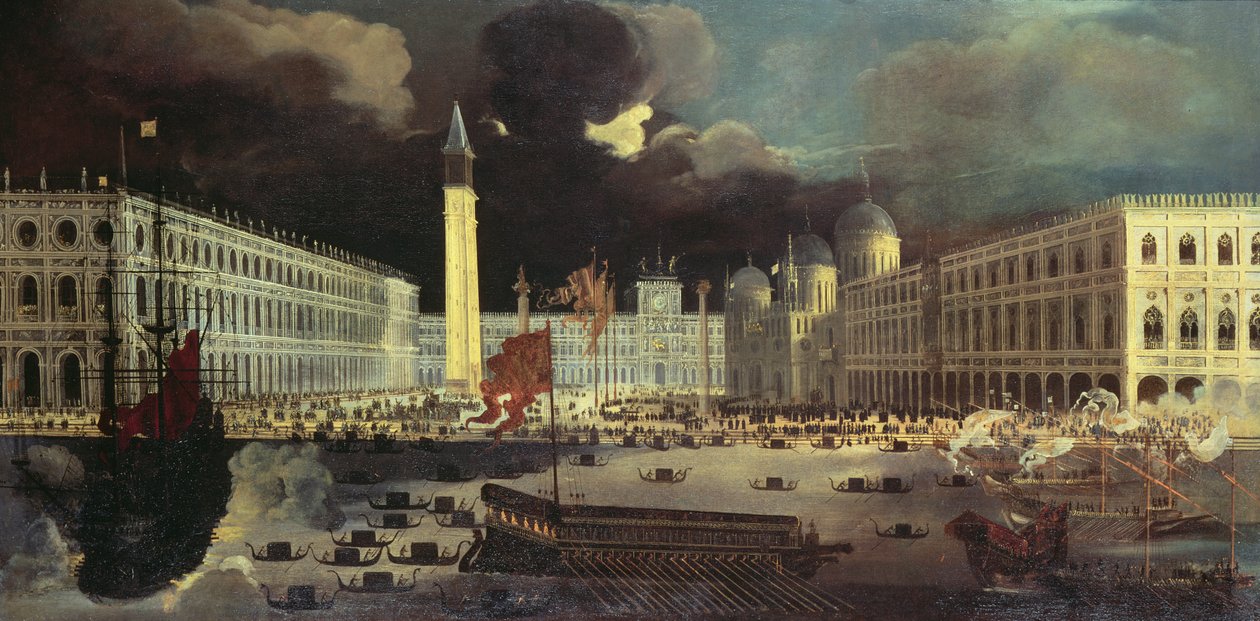 Wyimaginowany widok na San Marco z Bacino w Dzień Wniebowstąpienia autorstwa Francois de Nome