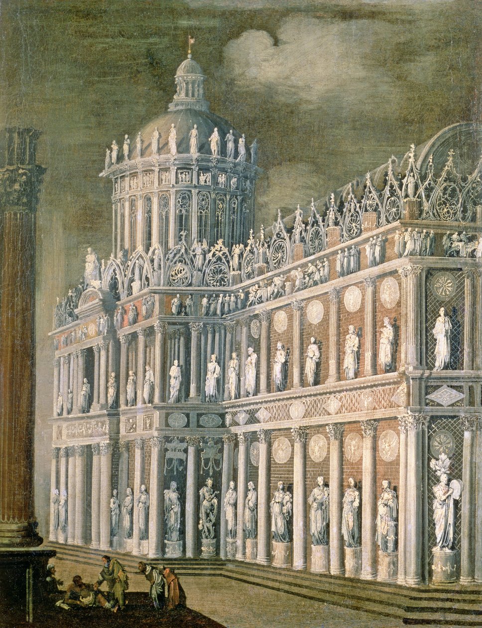 Fantazja architektoniczna przedstawiająca uzdrowienie sparaliżowanego, 1622 autorstwa Francois de Nome