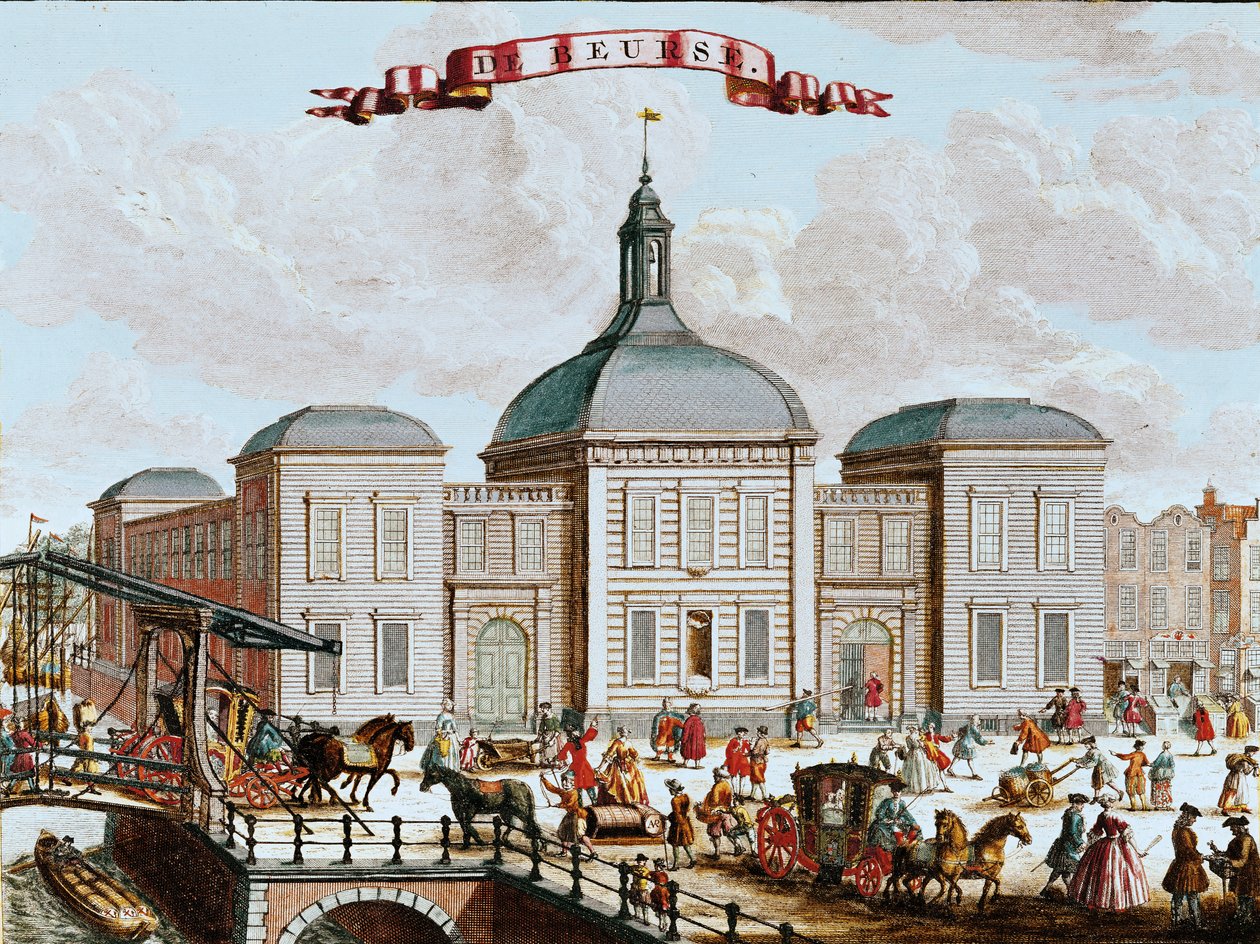 Giełda Papierów Wartościowych, Amsterdam, 1743 (kolor grawerowany) autorstwa Francois van Bleyswyck