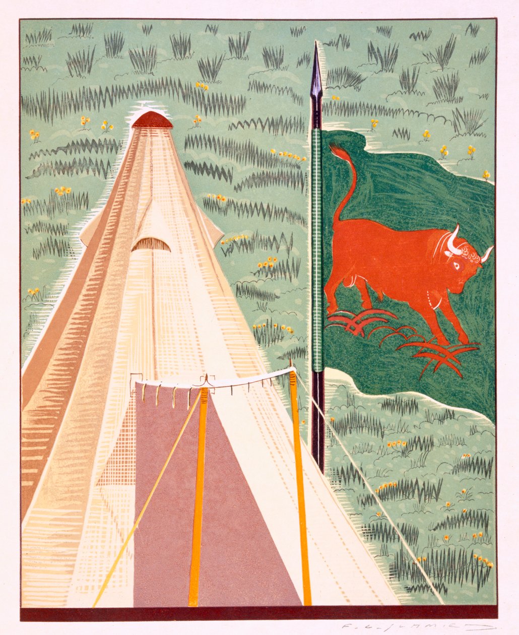Ilustracja z „Kim” (1900-01) Rudyarda Kiplinga, wydana w 1930 autorstwa Francois Louis Schmied
