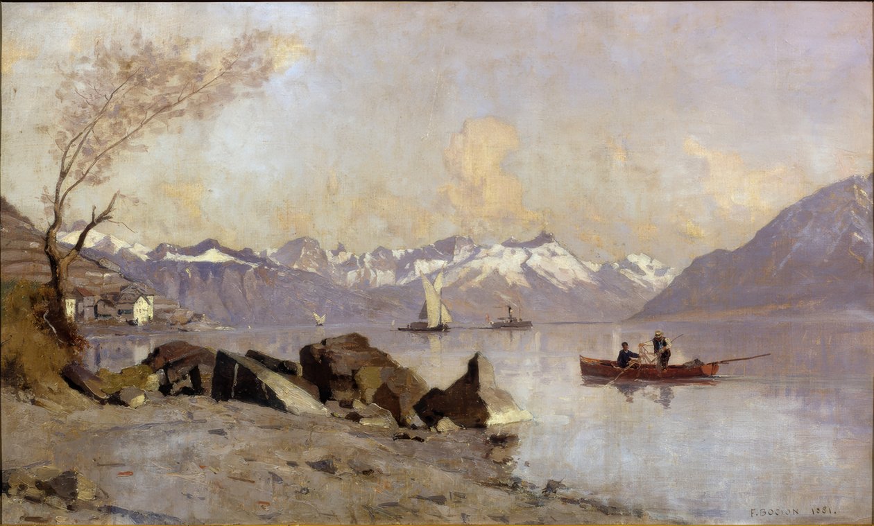 Saint-Saphorin i przedgórze Alp Vaud autorstwa Francois-Louis-David Bocion