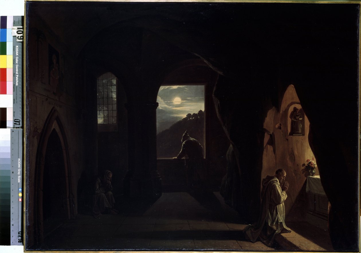 "Mnisi w jaskini" (Mnisi w jaskini) Obraz Francois Marius Granet (1775-1849) Początek XIX wieku Wymiary 74,5x100 cm Ermitaż, Sankt Petersburg autorstwa Francois Marius Granet