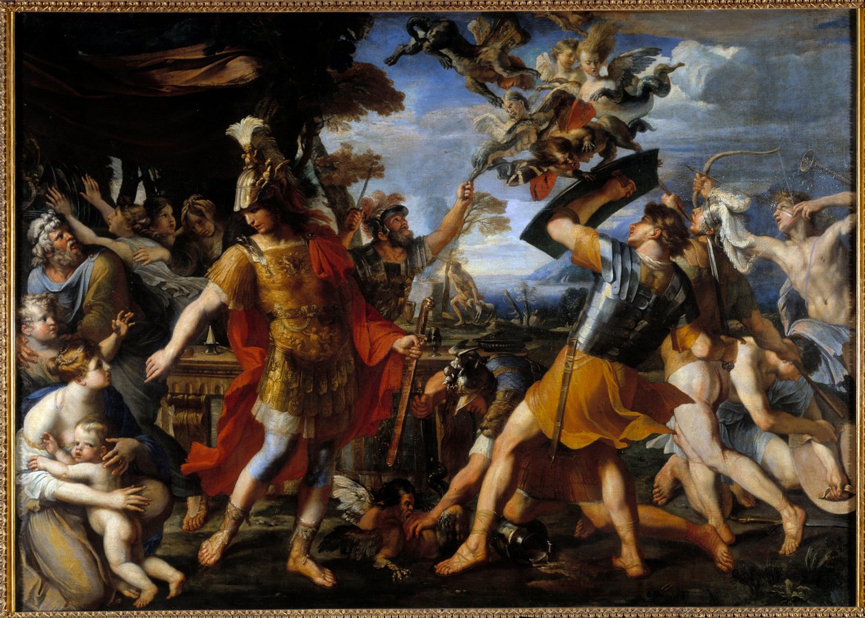 Enee i jego towarzysze walczący z Harpiami Obraz Francois Perrier (1590-1650) 1646 nd. 1,55x2,18 m² autorstwa Francois Perrier