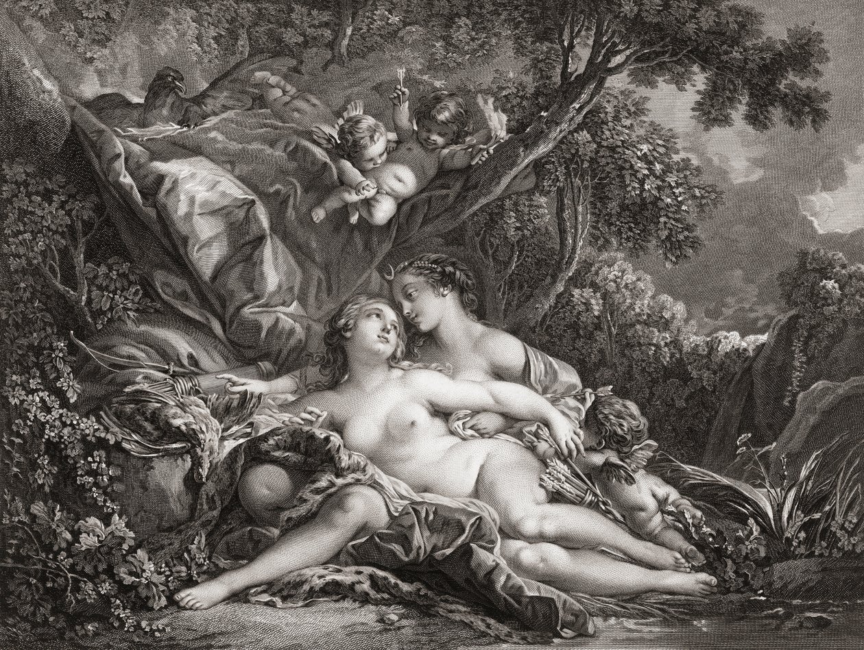 Jowisz i Kalisto. (wydrukować) autorstwa Francois (after) Boucher